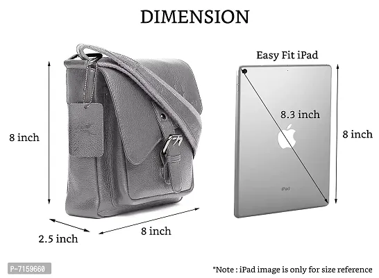 WILDHORN Original Leather 9 inch Sling Bag for Men I Multipurpose Crossbody Bag I Travel Bag with Adjustable Strap I DIMENSION: L- 8 inch H- 9 inch W- 3 inch (Grey)-thumb3