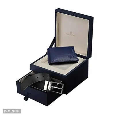 WildHorn Wildhorn India Blue Leather Men's Wallet  Belt Combo Set (NEWGIFT1252BLUE)