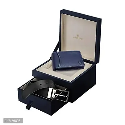 WildHorn Wildhorn India Blue Leather Men's Wallet  Belt Combo Set (NEWGIFT1254BLUE)