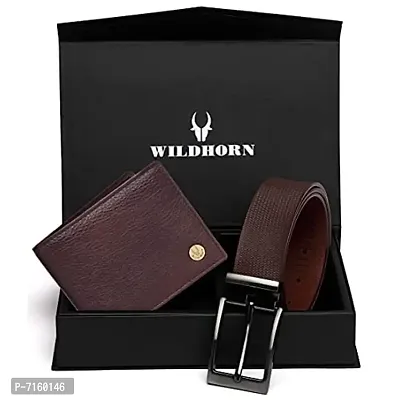 WILDHORN Oliver Stone Mens Leather Wallet (MAROON55 Belt+Wallet)
