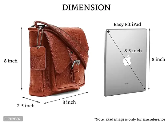WILDHORN Original Leather 9 inch Sling Bag for Men I Multipurpose Crossbody Bag I Travel Bag with Adjustable Strap I DIMENSION: L- 8 inch H- 9 inch W- 3 inch (Tan Nappa)-thumb3
