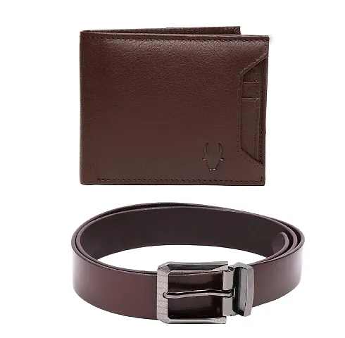 Leather Wallet and Classic Belt Combo for Men