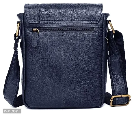 WILDHORN Leather 8.5 inch Sling Messenger Bag for Men I Multipurpose Crossbody Bag I Travel Bag with Adjustable Strap I IDIMENSION: L- 8.5inch H- 10.5inch W- 3inch (NAVY)-thumb4