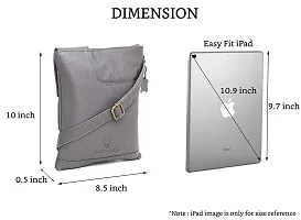 WILDHORN Leather 8.5 inch Sling Messenger Bag for Men I Multipurpose Crossbody Bag I Travel Bag with Adjustable Strap I Utility Bag I DIMENSION : L-8.5 inch W-0.5 inch H-10.3 inch (Grey)-thumb2