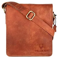 WILDHORN Leather 8 inch Sling Messenger Bag for Men I Multipurpose Crossbody Bag I Travel Bag with Adjustable Strap I Utility Bag I Dimension : L-8 inch W-3 inch H-9 inch (Distressed Tan)-thumb1