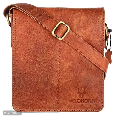WILDHORN Leather 8 inch Sling Messenger Bag for Men I Multipurpose Crossbody Bag I Travel Bag with Adjustable Strap I Utility Bag I Dimension : L-8 inch W-3 inch H-9 inch (Distressed Tan)-thumb2