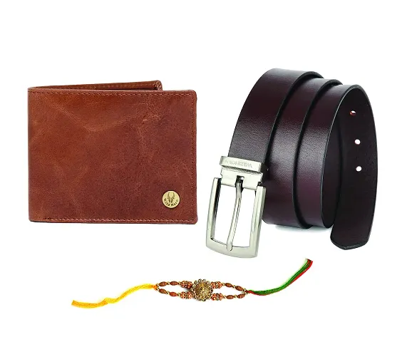 WildHorn Rakhi Gift Set for Brother - Premium Men's Combo | Gift Set of Leather Wallet  Belt  Rakhi with an Unique Slider Gift Box for Brother.
