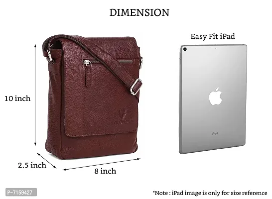 WILDHORN Leather 8.5 inch Sling Messenger Bag for Men I Multipurpose Crossbody Bag I Travel Bag with Adjustable Strap I DIMENSION: L- 8.5inch H- 10.5inch W- 3inch-thumb3