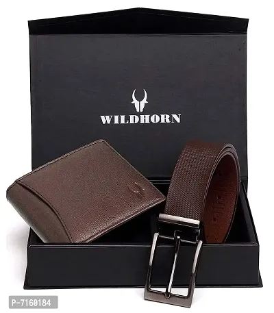 WILDHORN Gift Hamper for Men - Carob Brown Leather Wallet and Brown Belt Men's Combo Gift-thumb0