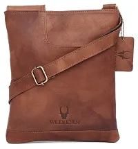 WildHorn Urban Edge Vintage Genuine Leather Cross body Messenger Bag (Tan) DIMENSION : L-8.5 inch W-0.5 inch H-10.3 inch-thumb1