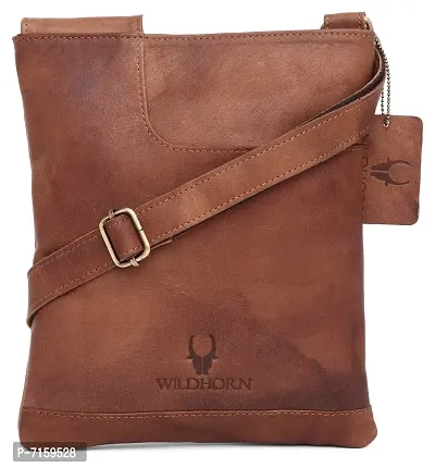 WildHorn Urban Edge Vintage Genuine Leather Cross body Messenger Bag (Tan) DIMENSION : L-8.5 inch W-0.5 inch H-10.3 inch-thumb2
