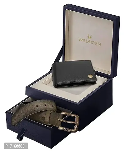 WildHorn Multicolored Leather Men's Wallet  Belt Combo Set (GIFTBOX 152)
