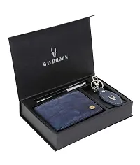 WildHorn Blue Leather Men's Wallet , Keychain and Pen Combo Set (699702)-thumb1