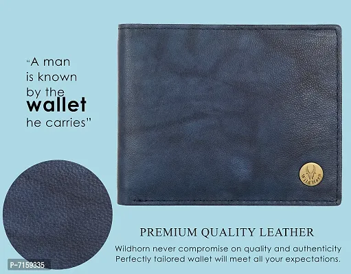 WildHorn New Design Black 100% Genuine Leather Wallet for Men (Blue)-thumb4