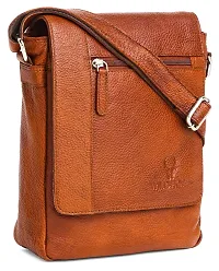 WILDHORN Leather 8.5 inch Sling Messenger Bag for Men I Multipurpose Crossbody Bag I Travel Bag with Adjustable Strap I IDIMENSION: L- 8.5inch H- 10.5inch W- 3inch (CARAMEL TAN)-thumb1