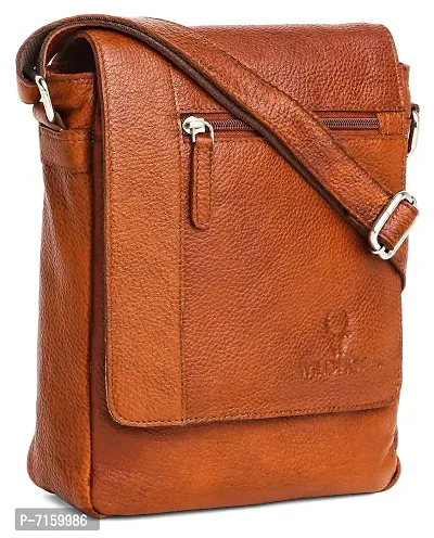 WILDHORN Leather 8.5 inch Sling Messenger Bag for Men I Multipurpose Crossbody Bag I Travel Bag with Adjustable Strap I IDIMENSION: L- 8.5inch H- 10.5inch W- 3inch (CARAMEL TAN)-thumb2