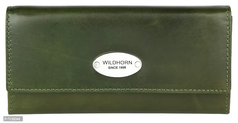 WILDHORN Wildhorn India Green Leather Women's Wallet (WHLW1000)-thumb0