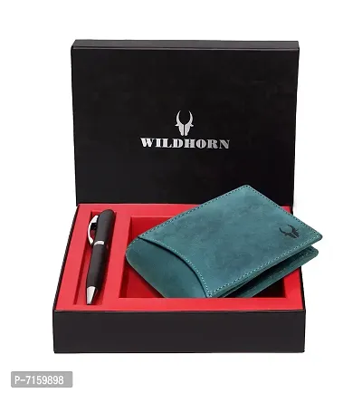 WildHorn Blue Hunter Leather Men's Wallet  Pen Combo Set (699700)