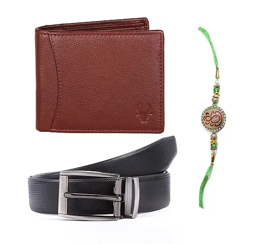 Stylish PU Wallet with Belt &amp; Rakhi Set