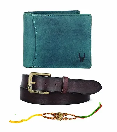 WildHorn Rakhi Gift Set for Brother - Premium Men's Combo | Gift Set of Leather Wallet  Belt  Rakhi with an Unique Slider Gift Box for Brother