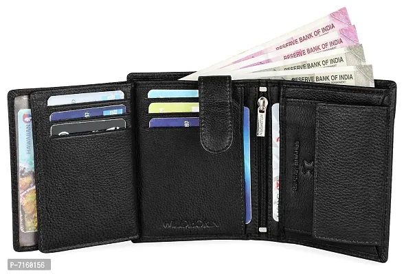 WildHorn Men's Top Grain Portrait Leather Ultra Strong Stitching Handcrafted RFID Blocking Wallet with 2 Transparent ID Windows Slots, 11 Card Slots and Zip Compartment-thumb5