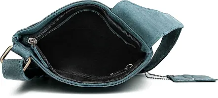 WILDHORN Leather 8.5 inch Sling Messenger Bag for Men I Multipurpose Crossbody Bag I Travel Bag with Adjustable Strap I Utility Bag I DIMENSION : L-8.5 inch W-0.5 inch H-10.3 inch (Blue Hunter)-thumb2