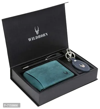 WILDHORN Leather Wallet Combo for Men (Blue Hunter PWK)