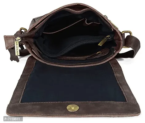 WILDHORN Leather 8.5 inch Sling Messenger Bag for Men I Multipurpose Crossbody Bag I Travel Bag with Adjustable Strap I IDIMENSION: L- 8.5inch H- 10.5inch W- 3inch (Distressed Brown)-thumb5