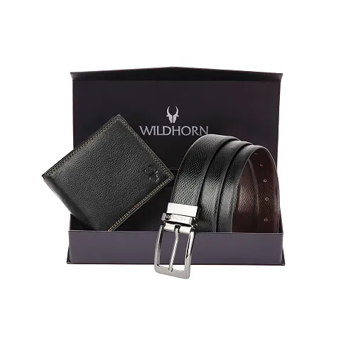 WILDHORN Formal Reversible Leather Belt Wallet Combo for Men I Gift Hamper I Gifts for Men