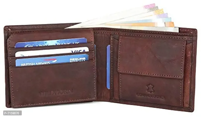 WILDHORN  RFID Protected Brown Genuine Leather Men's Wallet and Pen Combo-thumb3