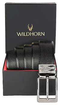 WILDHORN Reversible Formal Leather Belt for Men | Color- Black  Brown | 48 inches length || Waist upto 44 inches I-thumb1