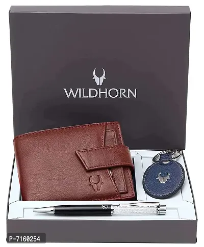 WildHorn Maroon  Black Leather Men's Wallet  Card Holder (GIFTBOX 152) (Combo)