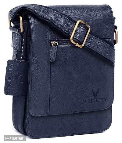 WildHorn Leather Sling Messenger Bag for Men (BLUE)-thumb2