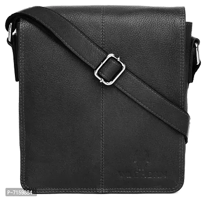 Leather Messenger Bag for Men (Black)-thumb2