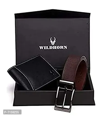 Oliver Black Leather Belt  Wallet Combo for Men (Black)