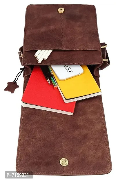 WILDHORN Leather 8 inch Sling Messenger Bag for Men I Multipurpose Crossbody Bag I Travel Bag with Adjustable Strap I Utility Bag I Dimension : L-8 inch W-3 inch H-9 inch (Distressed Brown)-thumb4