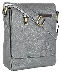 WILDHORN Leather 8.5 inch Sling Messenger Bag for Men I Multipurpose Crossbody Bag I Travel Bag with Adjustable Strap I IDIMENSION: L- 8.5inch H- 10.5inch W- 3inch (Grey)-thumb1