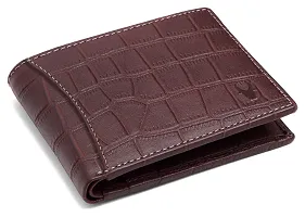 WILDHORN  Men's RFID Protected Genuine Leather Wallet and Pen Combo (Maroon CROCO55)-thumb1
