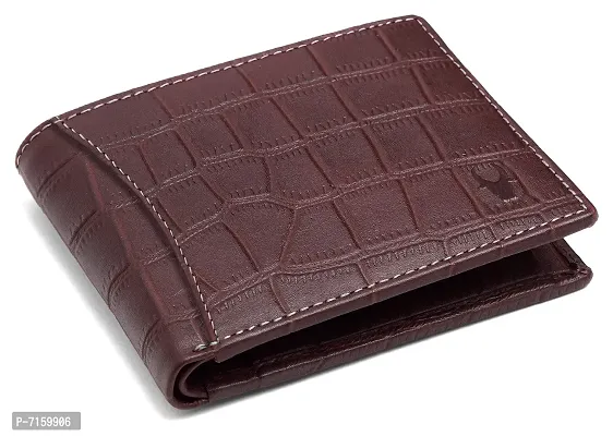 WILDHORN  Men's RFID Protected Genuine Leather Wallet and Pen Combo (Maroon CROCO55)-thumb2