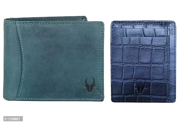 Leather Wallet for Men (CRD Blue Croco+ Blue Hunter 73)
