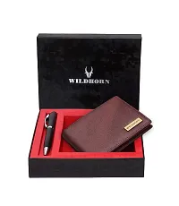 WildHorn Mens Leather Wallet Gift Set Combo I Gift Hamper for Men (Maroon-1)-thumb1