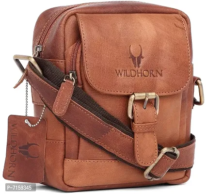 WILDHORN Original Leather 9 inch Sling Bag for Men I Multipurpose Crossbody Bag I Travel Bag with Adjustable Strap I DIMENSION: L- 8 inch H- 9 inch W- 3 inch