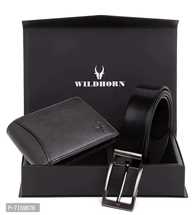 WildHorn Jade Black Leather Men's Wallet  Belt Combo Set (WH1253B)-thumb2