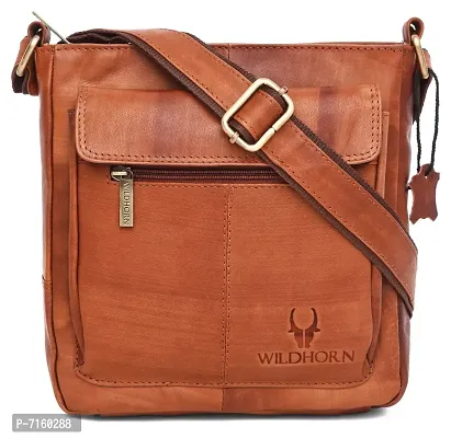 WILDHORN Leather Sling Messenger Bag for Mens (Tan Vintage)