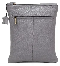 WILDHORN Leather 8.5 inch Sling Messenger Bag for Men I Multipurpose Crossbody Bag I Travel Bag with Adjustable Strap I Utility Bag I DIMENSION : L-8.5 inch W-0.5 inch H-10.3 inch (Grey)-thumb3