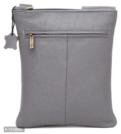 WILDHORN Leather 8.5 inch Sling Messenger Bag for Men I Multipurpose Crossbody Bag I Travel Bag with Adjustable Strap I Utility Bag I DIMENSION : L-8.5 inch W-0.5 inch H-10.3 inch (Grey)-thumb4