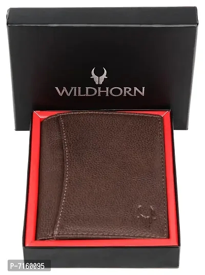 WildHorn Men's Top Grain Portrait Leather Ultra Strong Stitching Handcrafted RFID Blocking Wallet with 2 Transparent ID Windows Slots, 11 Card Slots and Zip Compartment-thumb2