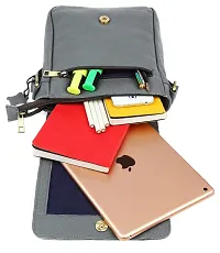 WILDHORN Leather 8.5 inch Sling Messenger Bag for Men I Multipurpose Crossbody Bag I Travel Bag with Adjustable Strap I IDIMENSION: L- 8.5inch H- 10.5inch W- 3inch (Grey)-thumb4
