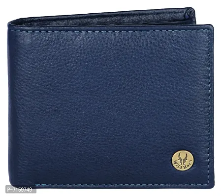 WILDHORN Top Grain Leather Wallet for Men I Classic Design I Spacious (Navy Blue)