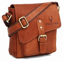 WILDHORN Original Leather 9 inch Sling Bag for Men I Multipurpose Crossbody Bag I Travel Bag with Adjustable Strap I DIMENSION: L- 8 inch H- 9 inch W- 3 inch (Tan Vintage)-thumb1